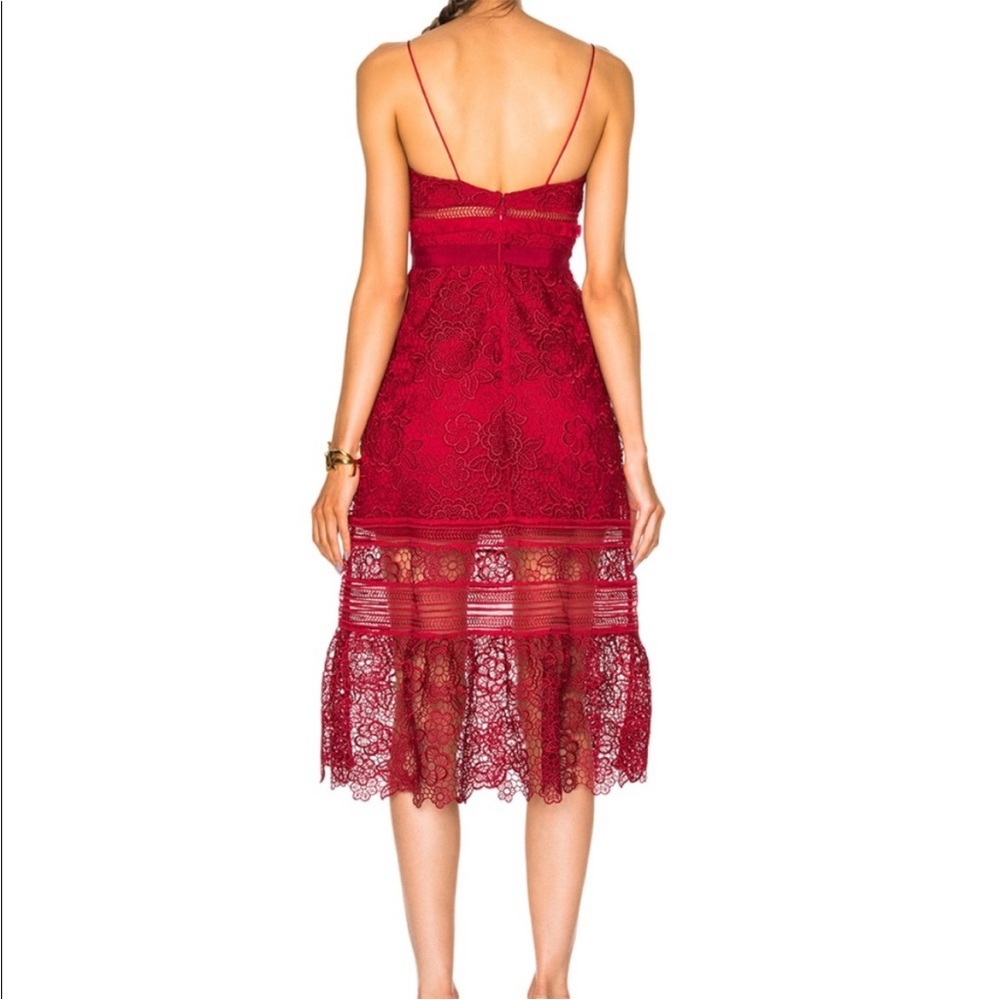 Self Portrait Midi Raspberry/ Red Dress Size Us 8 - image 3